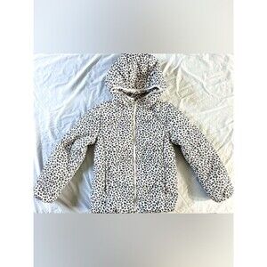GAP Kids Girls Puffer Jacket Size 10 Leopard Print Hooded Zip Up Coat